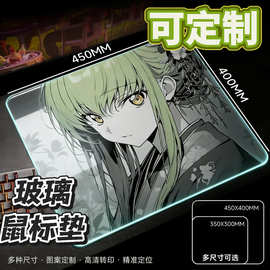 电竞游戏FPS玻璃鼠标垫微蚀刻微精雕可设计图片打印丝滑鼠标桌垫