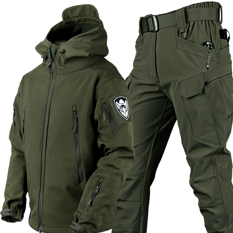 Warmer Anzug für Herren im Freien, Softshell, tragbare, verdickte Camouflage-Kleidung_voghion.com