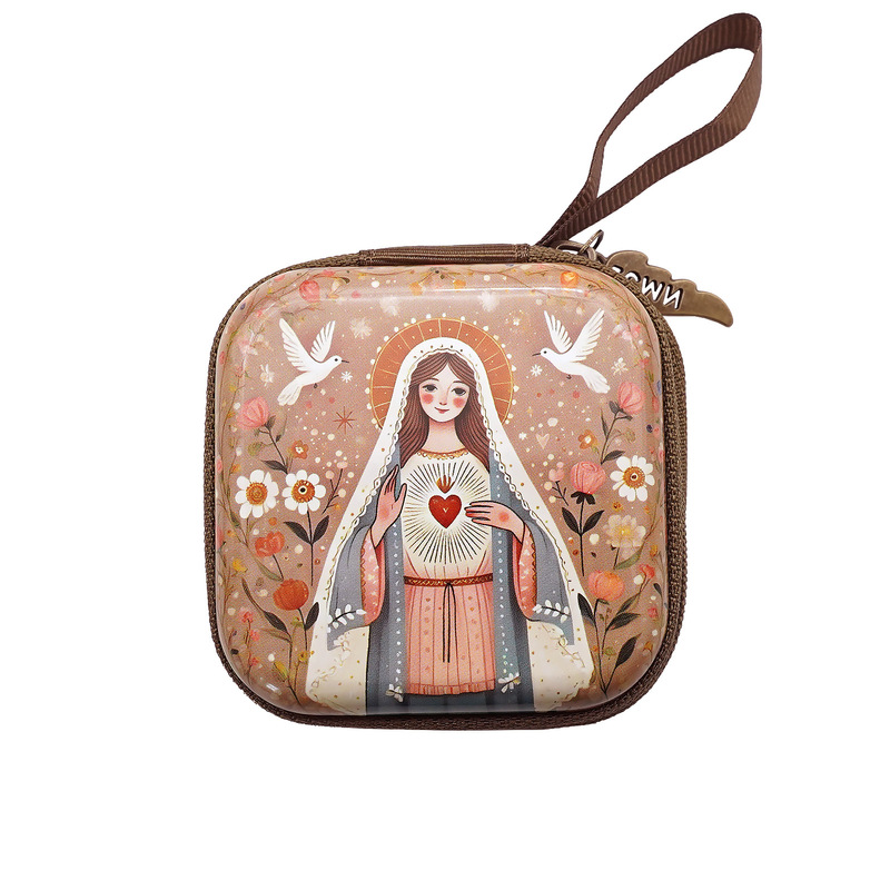 Metal Zipper Feather Style Icmn Yikamino Mother's Love Cartoon Coin Purse Portable Original Design 7X7Cm Metal Zipper Feather Style Icmn Yikamino Mother's Love Cartoon Coin Purse Portable Original Design 7X7Cm