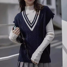 【垛襟】24冬濮院2024新款女装法式复古马甲针织衫V领毛衣