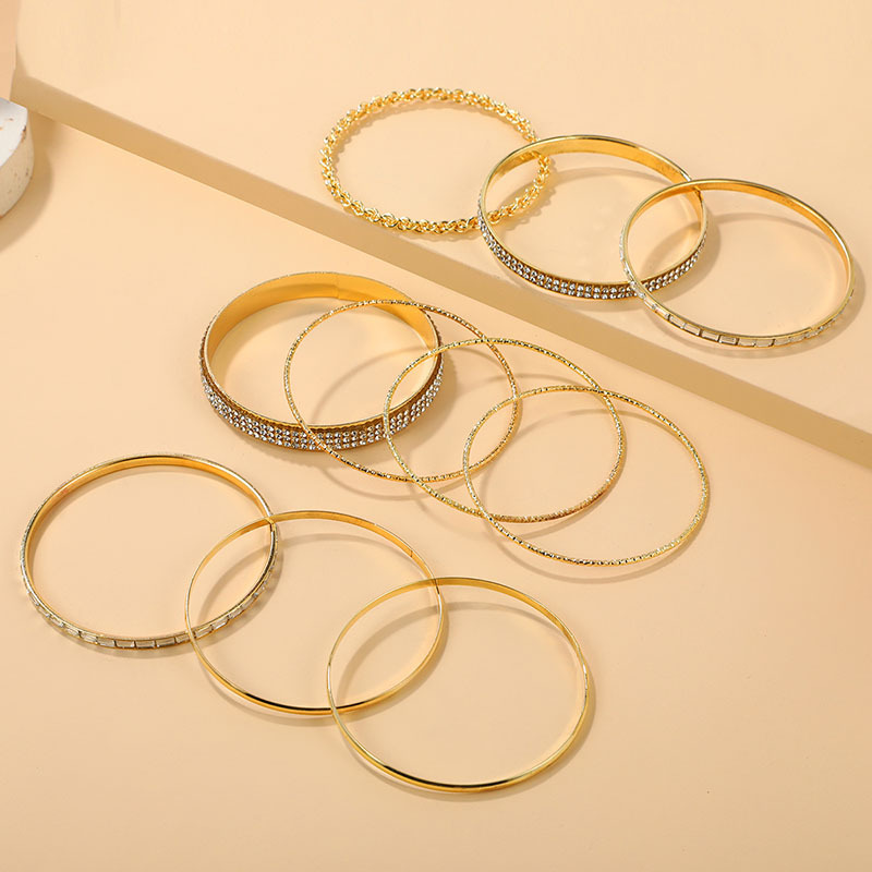 Fashion Geometric Alloy Plating Rhinestones Bangle 1 Set