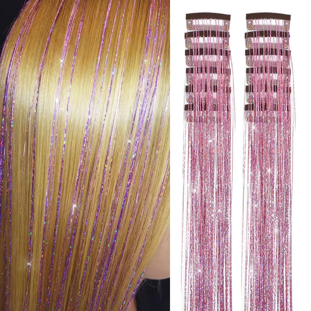 Cross-border Amazon must choose laser gold Tinsel hair color boxed 6-piece set of colorful hair wire