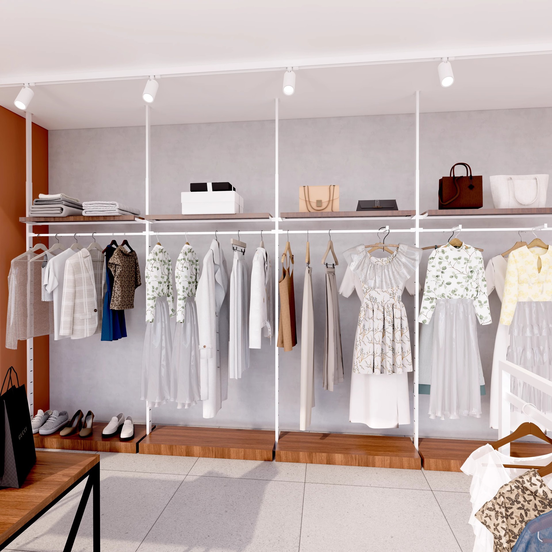 Tienda de ropa de mujer transfronteriza estante de exhibición de ropa de mujer bolso especial contenedor multicapa con estante de exhibición de luz estante de grosor