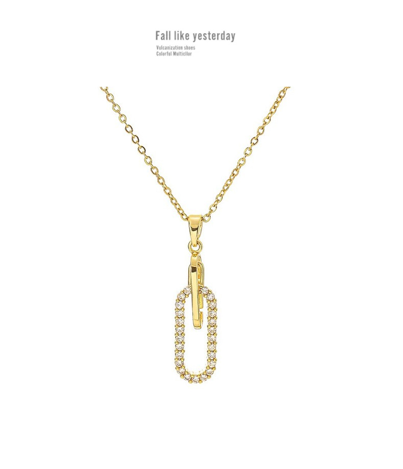 Joyería Al Por Mayor Elegante Señora Clip De Papel Acero Titanio Cobre Circón Enchapado Collar Colgante Cadena Portacables display picture 1