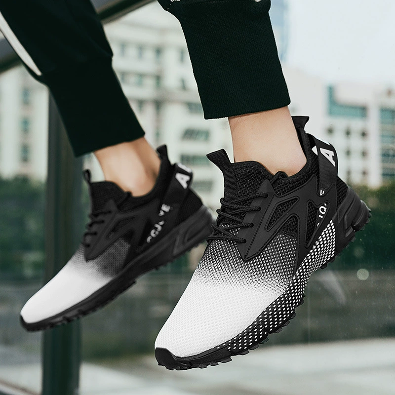 Спортивная обувь для мужчин 2024 Летняя новая летающая тканая дышащая беговая обувь модная корейская студенческая повседневная обувь мужская обувь