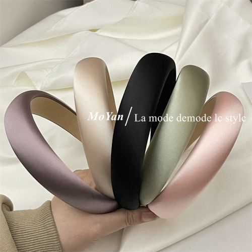Satin headband with a super authentic color, Korean style shell pink headband, high-end hair accessory for women with a high crown, departure card for women
