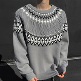 费尔岛提花毛衣男款冬季2026新款加厚保暖复古高级感针织毛衫，男装针织衫/毛衣，星座614