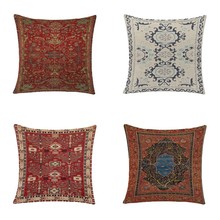 波西米亚图案亚麻靠垫套多色抽象民族几何装饰枕抱枕套客厅沙发