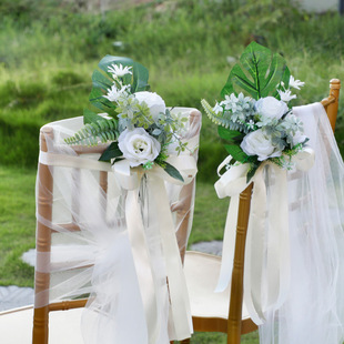 Western-style wedding hotel chair back flower mori hotel layout props turtle back leaf creative new artificial chair back flower
