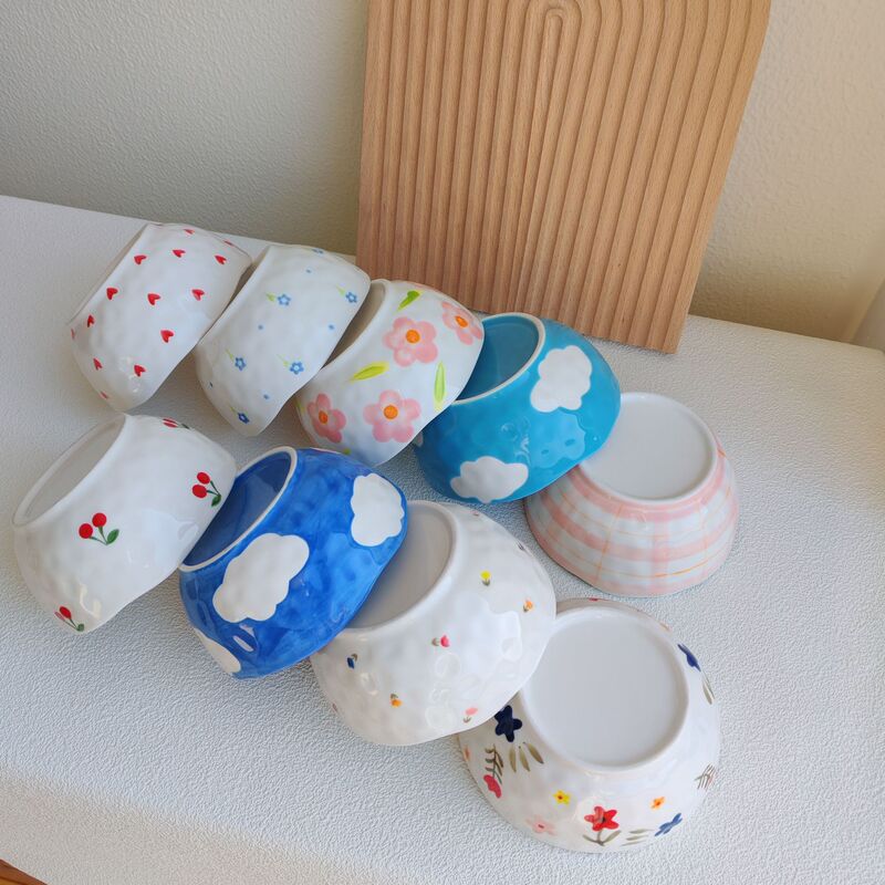 5inch Ceramic Bowl with Underglaze Color, Hand-Painted Ins-Style Girly Ceramic Bowl with Heart and Bow, Cute Rice Bowl, Fruit Bowl 5inch Ceramic Bowl with Underglaze Color, Hand-Painted Ins-Style Girly Ceramic Bowl with Heart and Bow, Cute Rice Bowl, Fruit Bowl