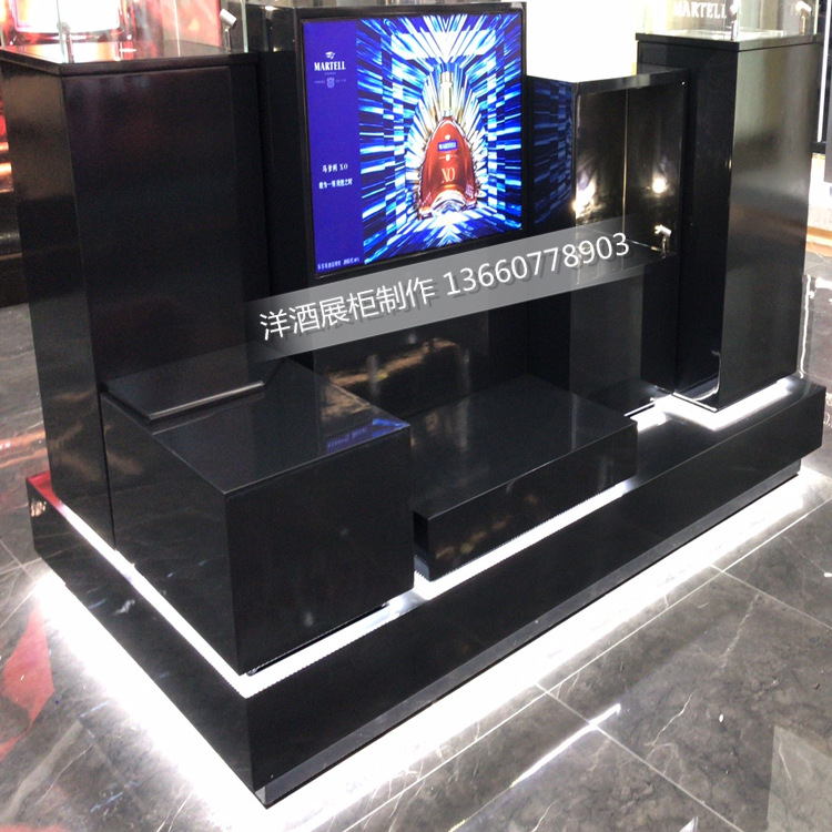 展柜厂制作化妆品柜台出口亮光漆展柜木纹饰面柜台护肤品柜子
