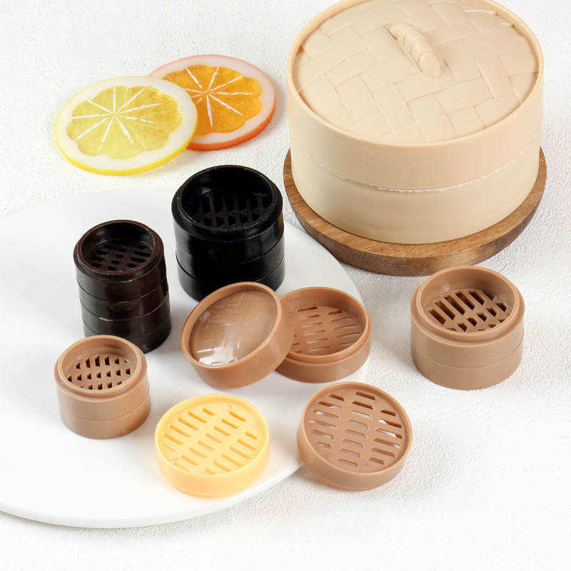 ミニチュアシミュレーション蒸し器モデル diy 食品ままごとミニキッチン蒸し器おもちゃ竹蒸し器写真撮影の小道具|undefined