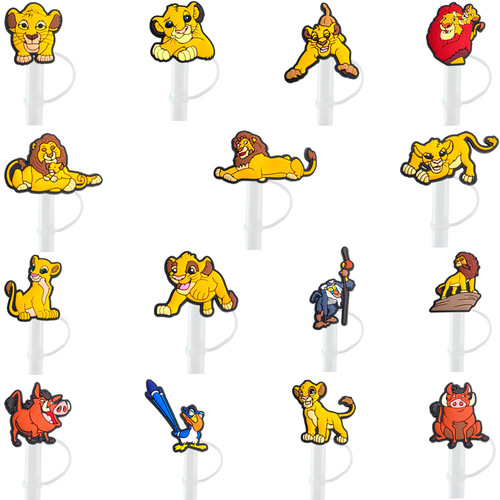 8/10mm Cute Cartoon Lion King 15 Styles Straw Cap Straw Plug Dustproof Cap Cartoon Straw Accessory Dust Cover