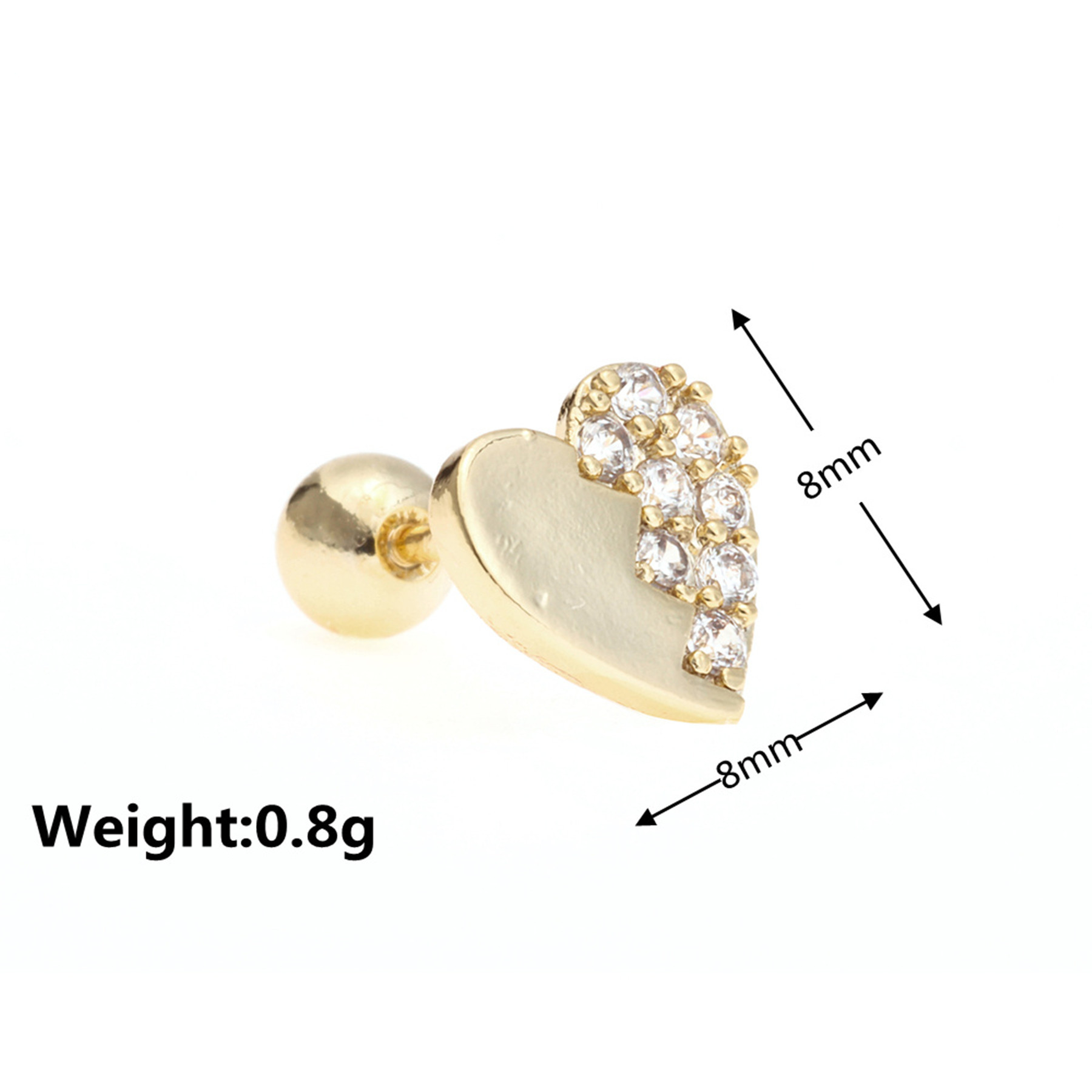 Fashion Geometric Brass Plating Zircon Ear Studs 1 Piece