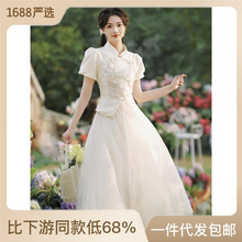 新中式国风今年流行套装气质网纱裙温柔春季年轻款设计感旗袍