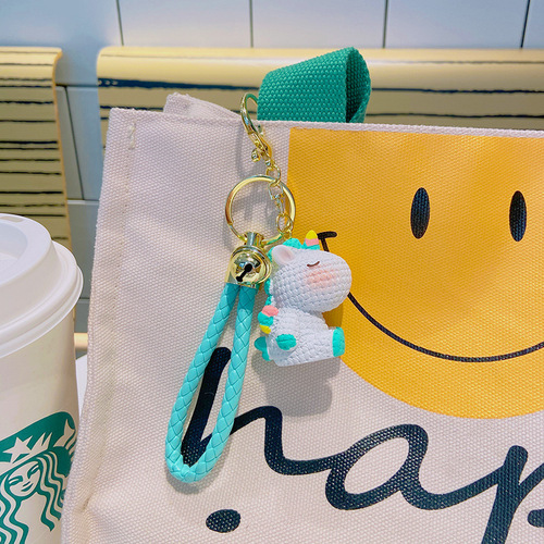 Cartoon Unicorn Resin Keychain Cute Small Gift Figure Key Hook Creative Ornament Wholesale Keychain