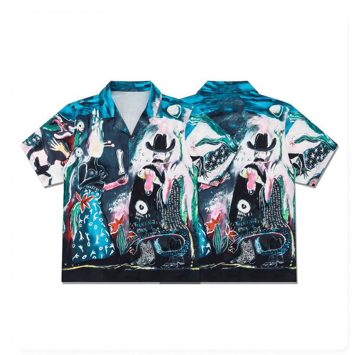 Herren Hawaiihemd Im Retro-stil Mit Ölgemälde-print Freizeit_voghion.com