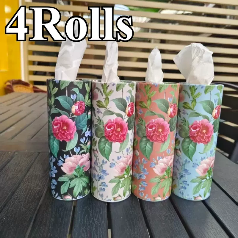 圆筒车载纸巾筒装抽纸创意印花可湿水加大加厚原生木浆纸可印logo