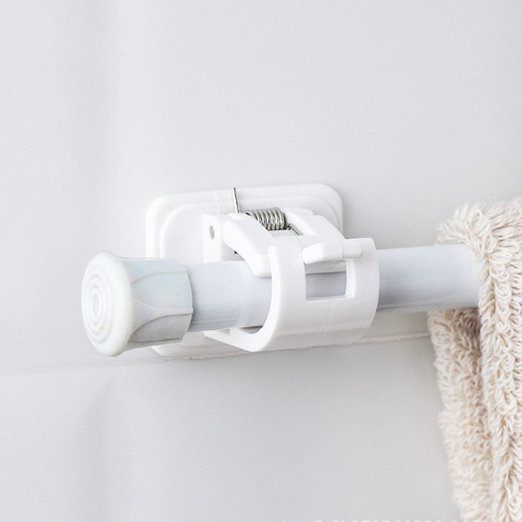 Installation-free telescopic rod hook stick hanging clip curtain rod bath towel towel rack hook shower curtain rod hanging 2pic