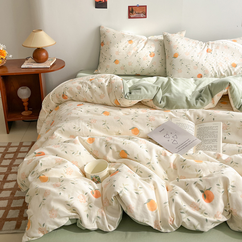 Todo el algodón otoño invierno doble hilo espesado cuatro piezas Xinjiang colcha de algodón de lana larga una cama de algodón puro cuatro piezas