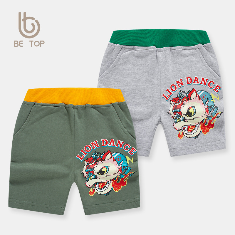 Nueva Ropa de Verano 2026 para Niños, Pantalones Cortos con Estampado de León, Estilo Chino, Pantalones Deportivos para Niños, Pantalones hasta la Rodilla, Venta al Por Mayor
