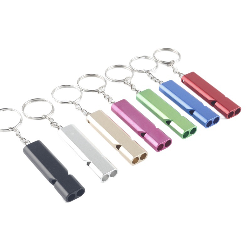 Transfronteriza de aleación de aluminio plana de doble frecuencia de silbato de supervivencia de doble tubo de supervivencia al aire libre silbato de salvamento equipo EDC herramienta