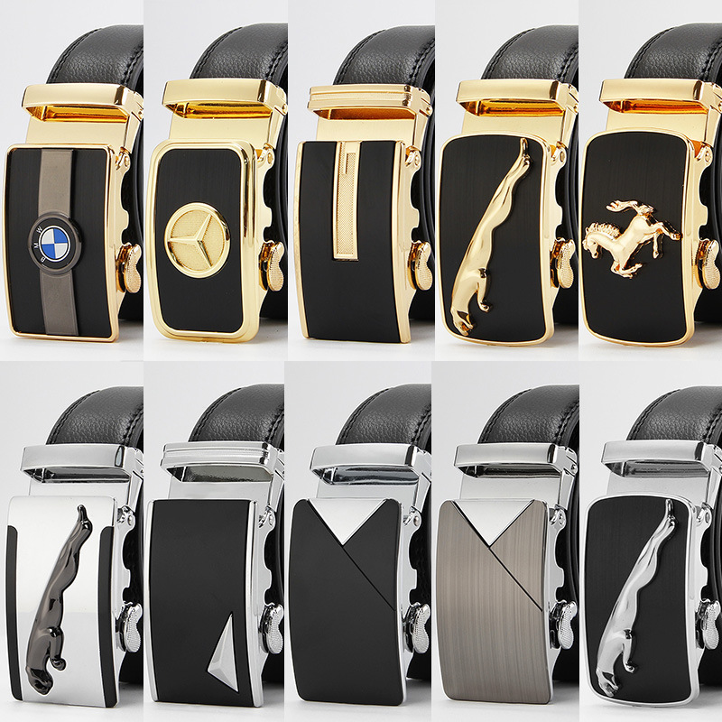 Duli Road brand men's belt two-layer leather automatic buckle belt Korean business belt wholesale