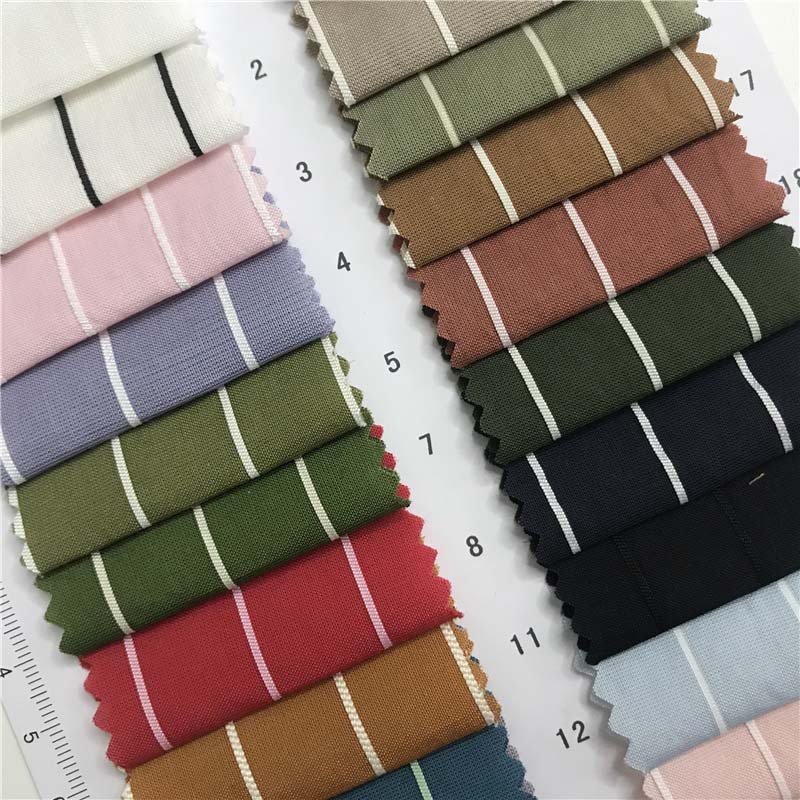 锦棉小彩条面料20颜色现货供厂家直销上衣连衣裙套装面料8021960