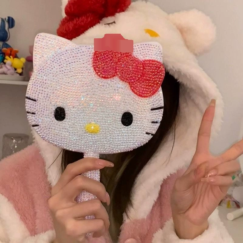 Hello Kitty, мультяшное ручное зеркало для друга, DIY, новая коллекция, украшенное бриллиантами