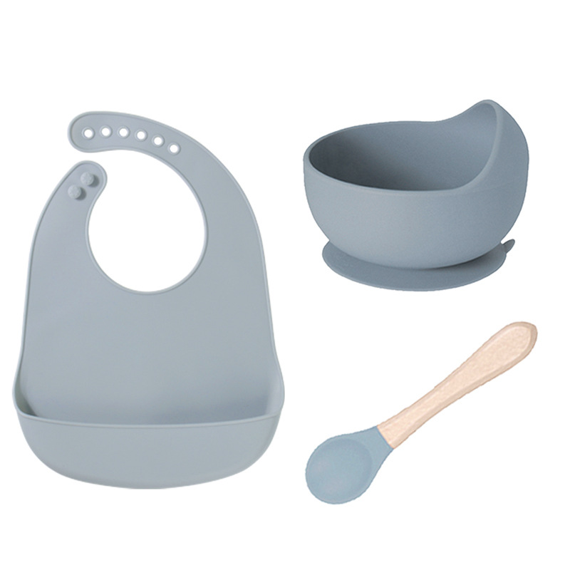 東莞グリーン工場ベビーシリコンよだれかけビスフェノールフリー赤ちゃん唾液バッグ子供用食器給餌セット