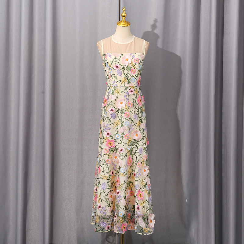French Socialite Elegant Fishtail Hem Mesh Stitching Dress 21 French Socialite Elegant Fishtail Hem Mesh Stitching Dress