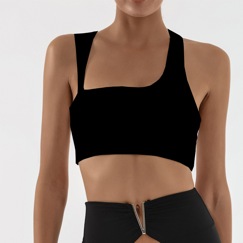 Yoga transfronteriza europea y americana, ropa interior deportiva para correr, ropa interior femenina desnuda, estilo chaleco, entrenamiento de fitness, sujetador, sujetador