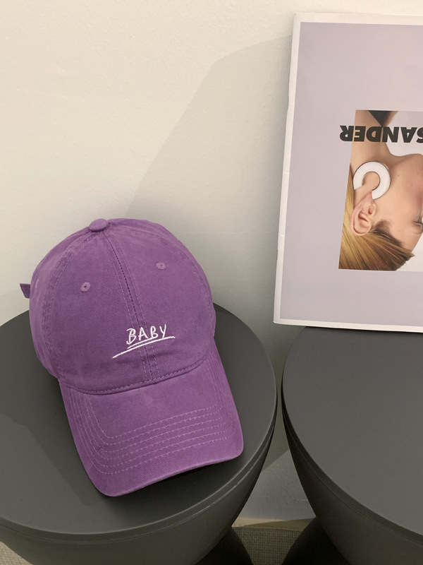 韩版BABY字母刺绣做旧藏青鸭舌帽男女同款帽子遮阳防晒简约棒球帽|undefined