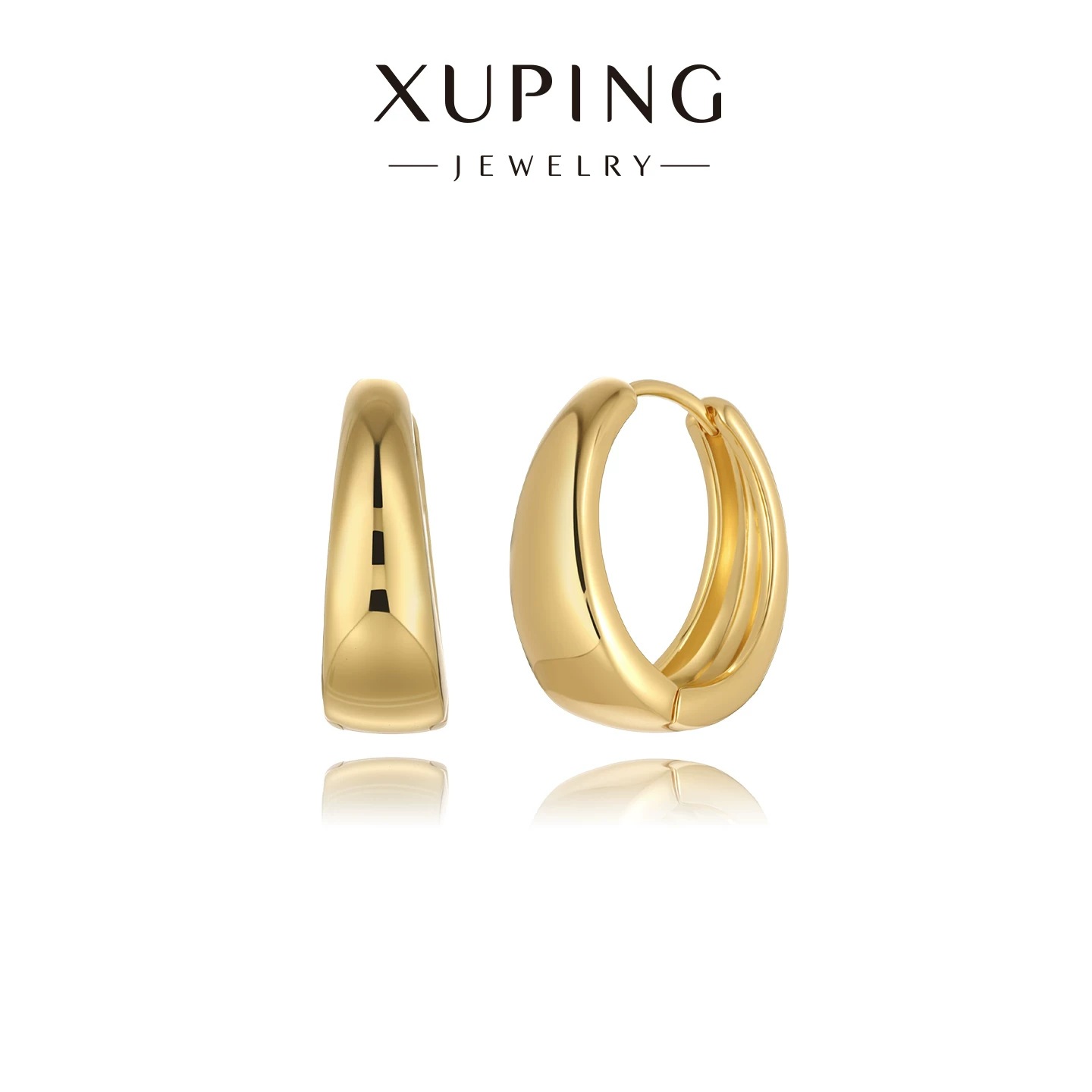 Joyería Xuping chapado 24k simple estilo pendientes de auriculares ligero diseño de lujo imitación de auriculares de oro personalizados para mujeres