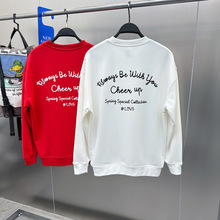 春秋原创男装字母圆领套头卫衣情侣时尚休闲红色卫衣潮B2EBE1121