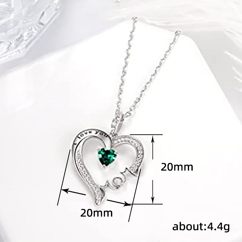 9g Weight Zircon Inlay Material Ig Style Letter Heart Shape Copper Inlay Zircon Pendant Necklace