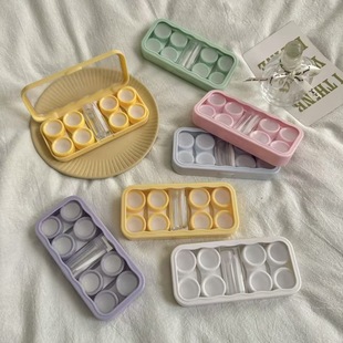Casual Pure Color Ins Contact Lens Box Girl Heart Companion Storage Box High-End Transparent Contact Lens Box Portable