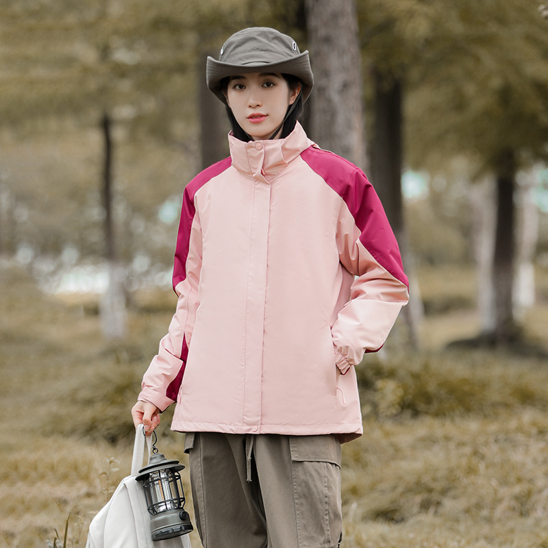 Chaqueta de pareja al aire libre tres en uno de dos piezas coral vellón espesado traje de esquí impermeable se puede imprimir logotipo