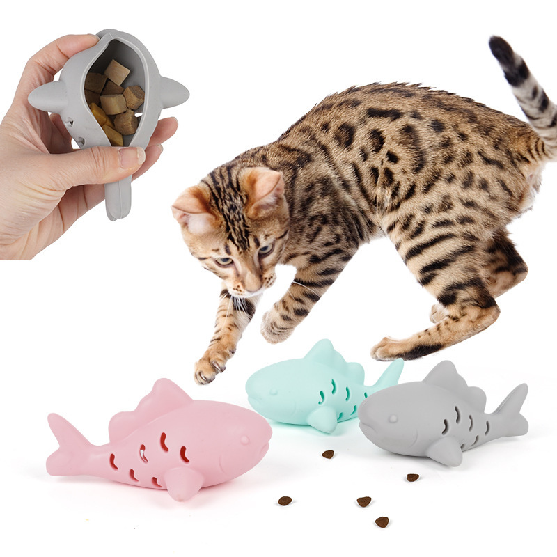 猫咪漏食耐咬玩具硅胶可爱小鱼宠物玩具自嗨逗猫猫磨牙玩具|undefined