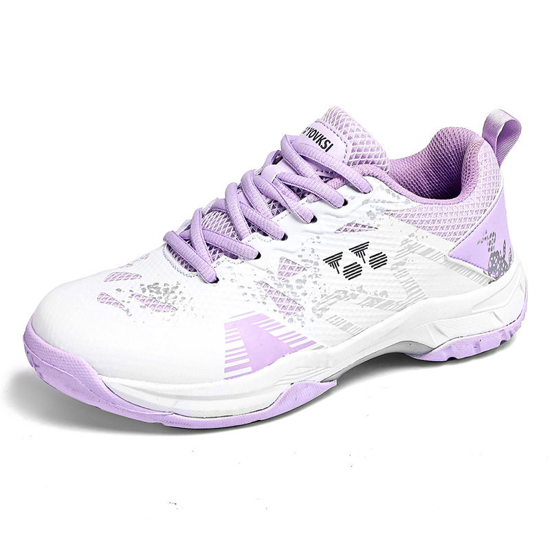Giày cầu lông nữ chuyên nghiệp thi đấu tập luyện, giày tennis siêu sợi thoải mái, gót 3-5 cm — màu tím