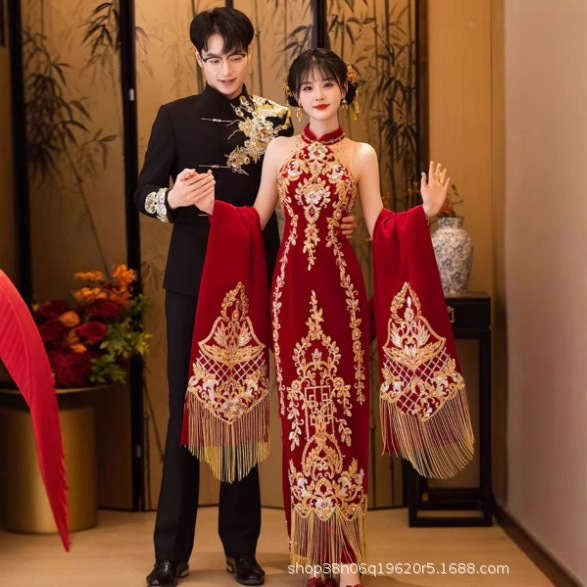 2026 Summer New Style Xiuhe Wedding Dress, Modern Chinese-Style Improved Cheongsam Bridal Gown, Morning Robe, Photo Shoot Dress, Toast Dress, Slimming Effect 2026 Summer New Style Xiuhe Wedding Dress, Modern Chinese-Style Improved Cheongsam Bridal Gown, Morning Robe, Photo Shoot Dress, Toast Dress, Slimming Effect