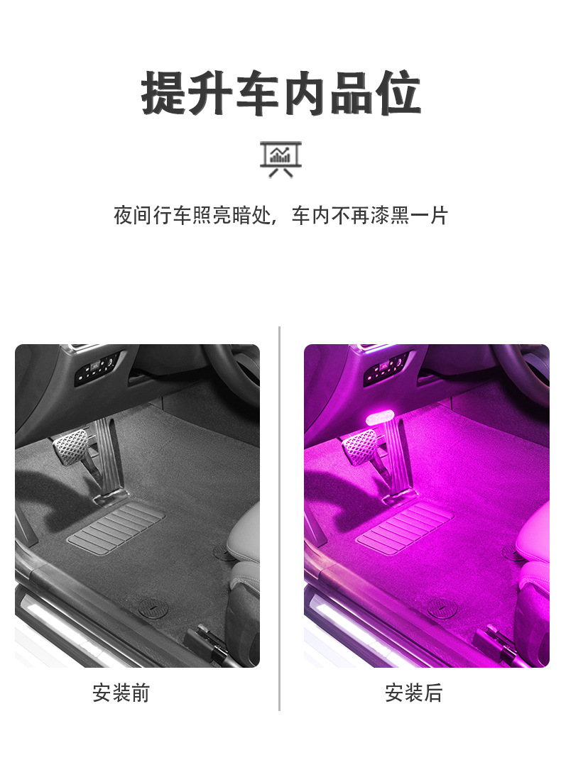 Cross-border car touch light USB wireless footlight flashing airplane light backup lighting colorful decorative warning light