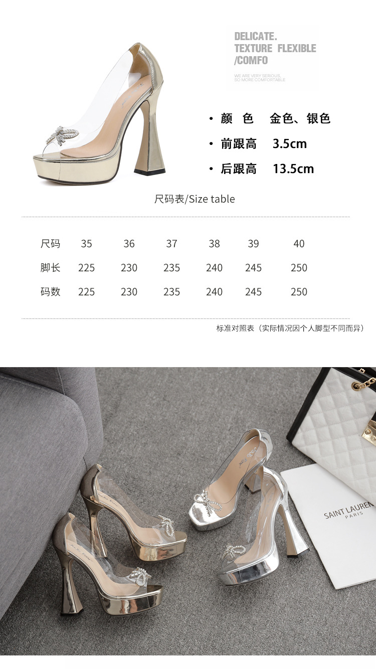 F8744 770K GIÀY CAO GÓT NỮ GUATDU THẮT NƠ BƯỚM GẮN ĐÁ GÓT VUÔNG PHONG CÁCH ÂU MỸ TRONG SUỐT MIỆNG CÁ GIÀY DÉP NỮ G02 SẢN PHẨM MỚI