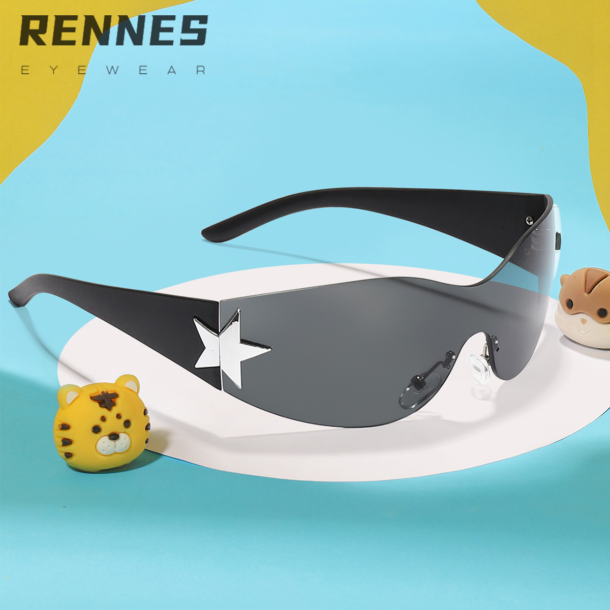 Gafas de Sol para niños y niñas moda calle tiro de una sola pieza gafas de Marco grande niños bebé gafas de sol a prueba de UV