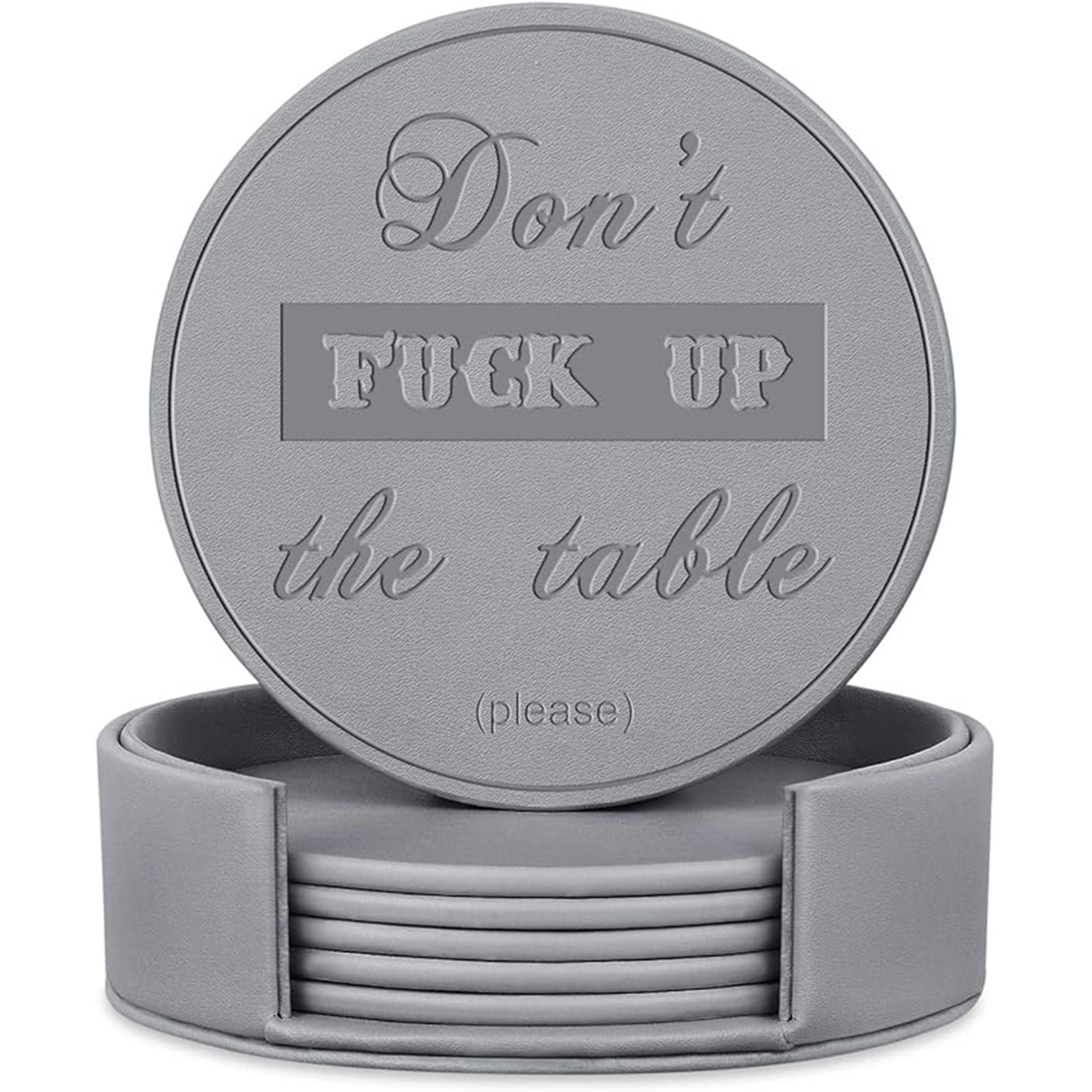 La posavasos de té de cuero redondo de Amazon se pueden establecer lOGO posavasos de cuero cosidos a mano con almohadilla de aislamiento de cuero pu-reborde de aceite