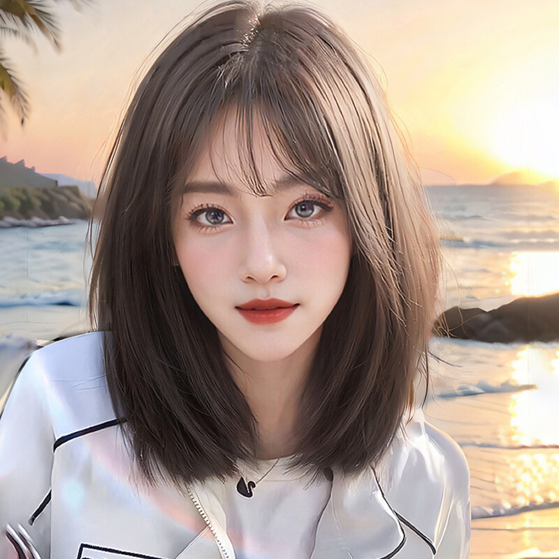Cross-Border Wigs for Women with Medium-Length Hair, Natural Short Hair, Collarbone-Length Hair, Fashionable Age-Reducing Realistic Full Human Hair Full Head Wig Style Cross-Border Wigs for Women with Medium-Length Hair, Natural Short Hair, Collarbone-Length Hair, Fashionable Age-Reducing Realistic Full Human Hair Full Head Wig Style