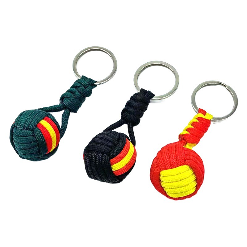 Al Aire Libre herramienta de autodefensa bola de madera al aire libre paraguas cuerda tejida llave Bola de siete núcleos paraguas cuerda llavero tejido