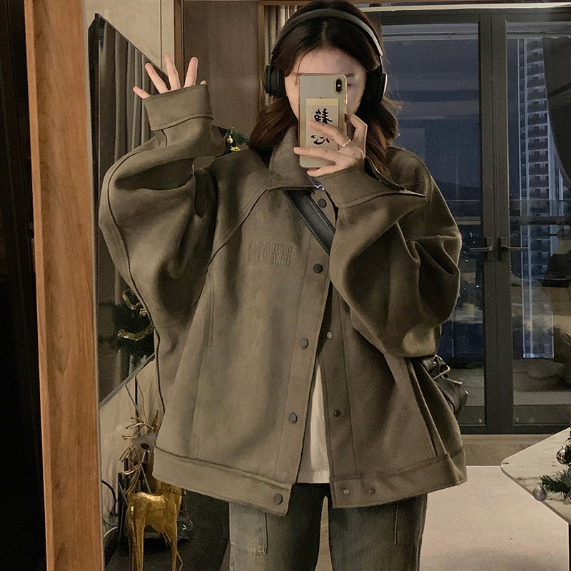 美拉蓝穿搭短款夹克美式复古机车辣妹外套hiphop男女情侣上衣批发|undefined