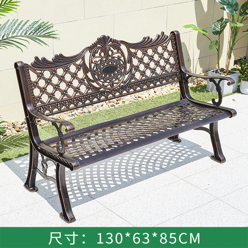 Parque al aire libre Silla de aluminio fundido Banco jardín hierro respaldo de tres personas silla larga comunidad ocio al aire libre taburete largo image 16