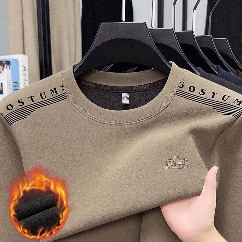 Áo sweatshirt nam cổ tròn dài tay, nỉ lông cừu dày dặn, form rộng thoải mái — Xanh trên